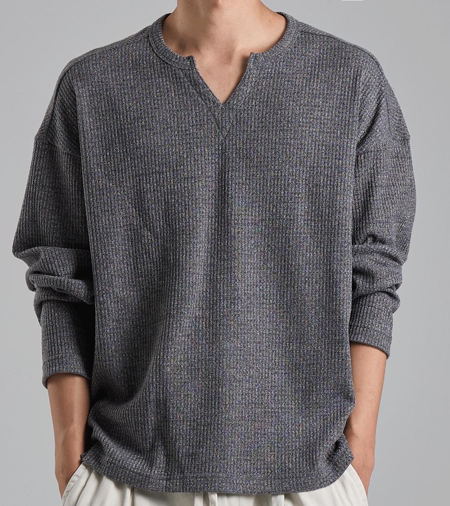 Beoteunseoul Minimal Slit Neck Knit (Gray)