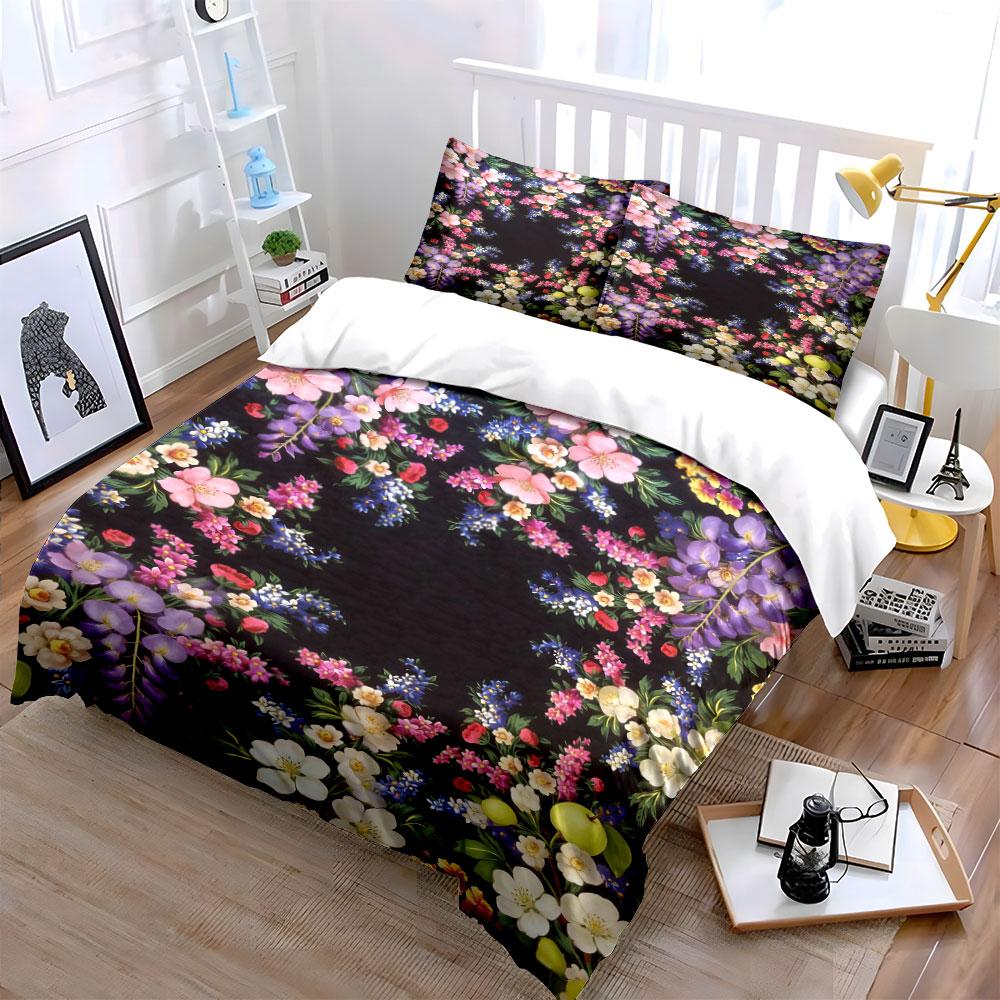 Multicolored Floral Arrangement Pattern. Bedding Sets Duvet Cover Sets Duvet Covers Pillowcases(1 * Duvet Cover 2 * Pillowcases, Without Duvet Insert)