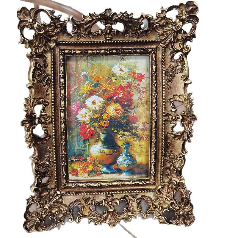 European Carved Resin Photo Frame with Irregular Texture - Home Decor for Living Room or Bedroom