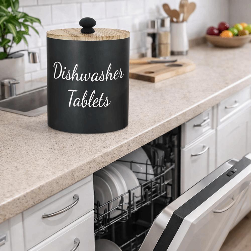 Wide Opening Dishwasher Pod Container Wood Laundry Pods Container Kitchen