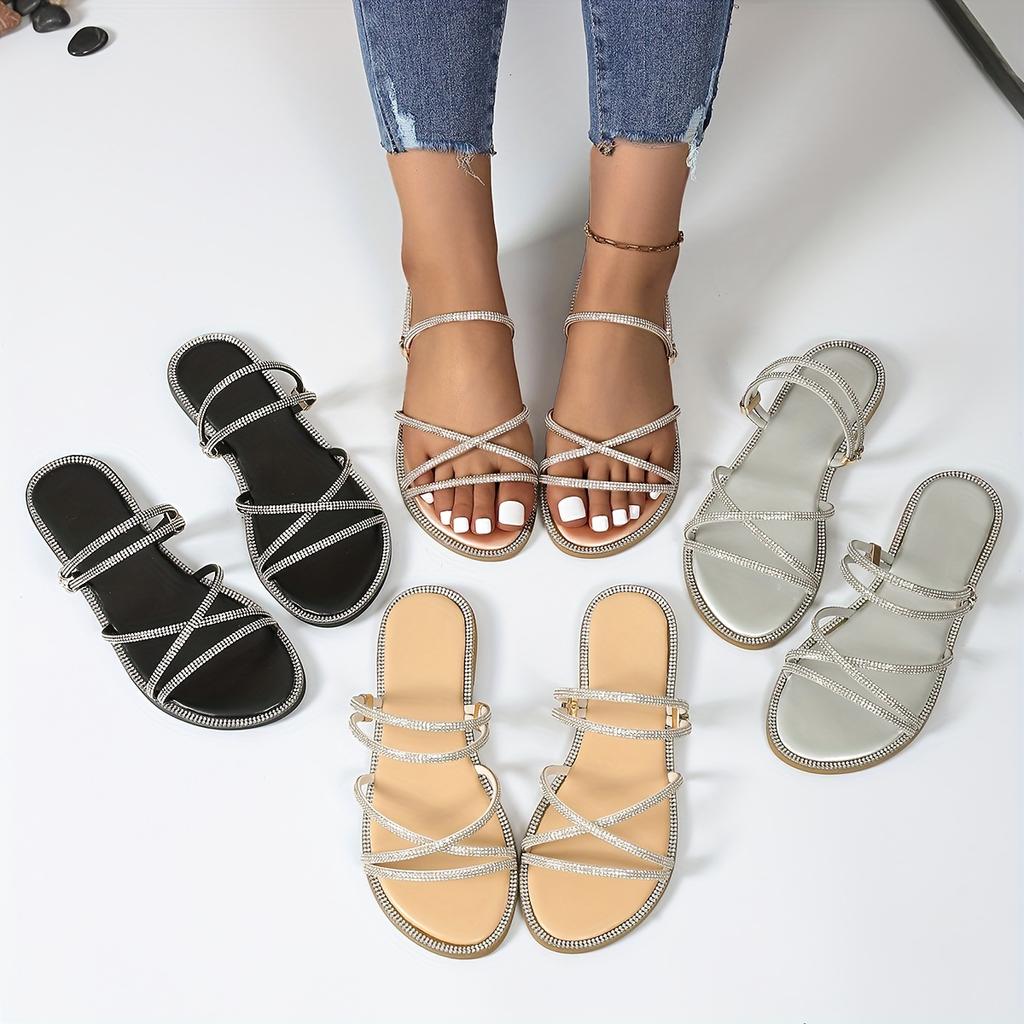 Women Slippers  New Summer Flat Glitter Fashion Designer Sandals Luxury Rubber Rome Slippers Slides Women Zapatos De Mujer