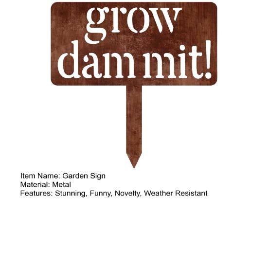 Grow Funny Metallschild, Vintage Dekorative Plakette Pfahlschild, Kräuter Obst Blumen Gemüse Garten Zubehör, Geschenke für Frauen, Männer, Mama, Gärtner