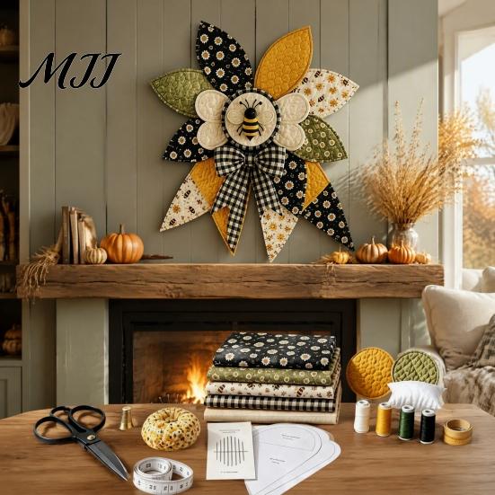 Retro-Stil Stoffdekorationen Große Schleife Patchwork DIY-Set, Nähen Bauernhaus Front Bastelsets für Erwachsene Tür Tier-Set Erwachsene, Haus Wand Veranda