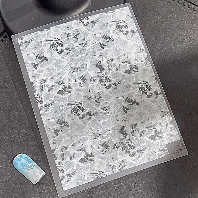 Soft Solid Color Self Adhesive Flat Nail Art Decorations Stickers Manicure Decals Solid Color Ultra-thin White Sea Waves