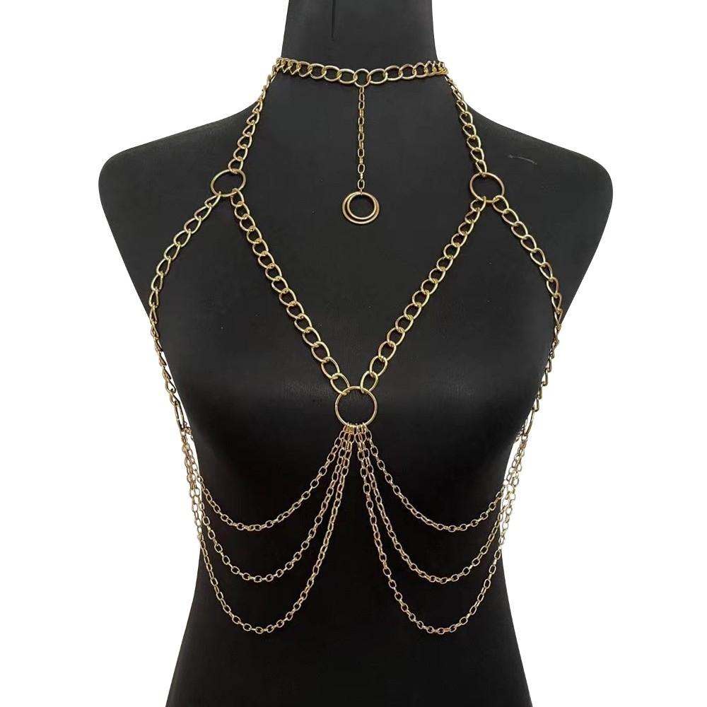 Multi-layer Women Body Chain Metal Bra Body Jewelry Trendy Bikini Waist Chain  Costume Accessories