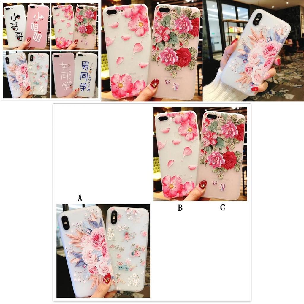 For 8 Iphone 6s 7 Plus Soft Rubber Shockproof Case Flower Transparent Slim Cover