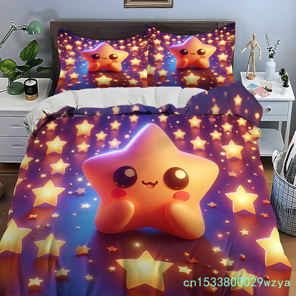 Cute Cartoon Stars Print Bedding Set Duvet Cover 1 Duvet Cover 2 Pillowcases Adult And Kids Bedding Set Luxury Children's Gifts