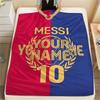 1PC Messi Custom Name Patterned Flannel Blanket Suitable For All Seasons For Home Decor Warmth And Comfort Gifts Holiday Present
