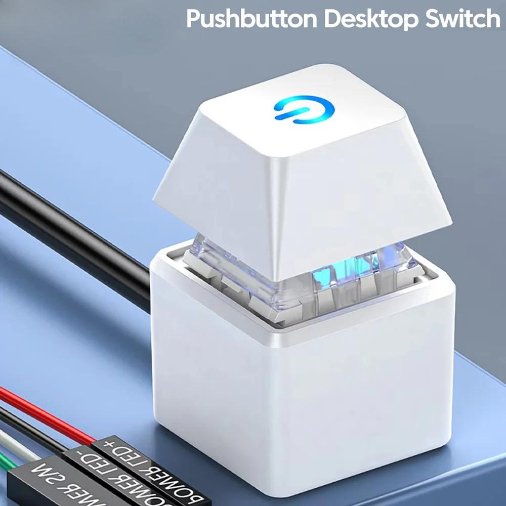 RGB LED Strip with Power Switch Cable PC Extension On/Off Square Button for Gaming Desktop Computer Home Office Setup