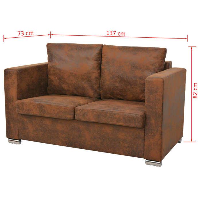 VidaXL Canapé à 2 Places Sofa de Salon Canapé de Salle de Séjour Meuble de Salon Maison Intérieur 137x73x82 cm Cuir Daim 244702