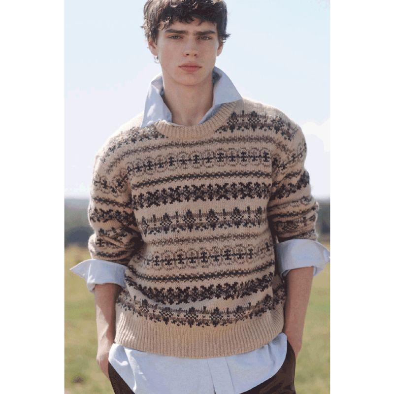 Za2025 Winter New Products Men s Clothing Studio Series Pullover Casual Jacquard Knitwear 3284670 08 Picture color S
