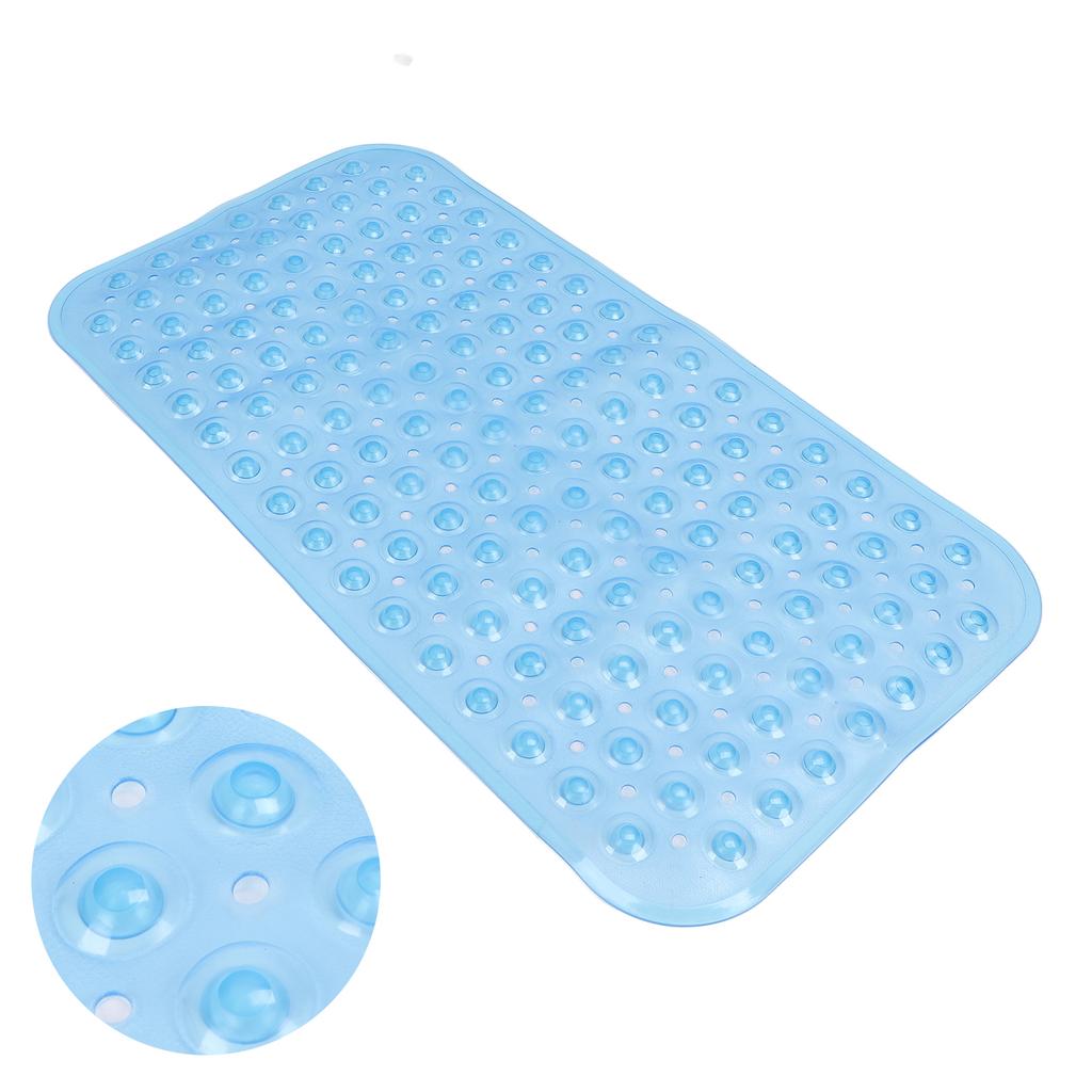 Bathtub Shower Mat PVC Prevent Slip Drain Holes Bendable Bathroom Floor Mat Home Hotel Use Transparent Blue38 X 70cm