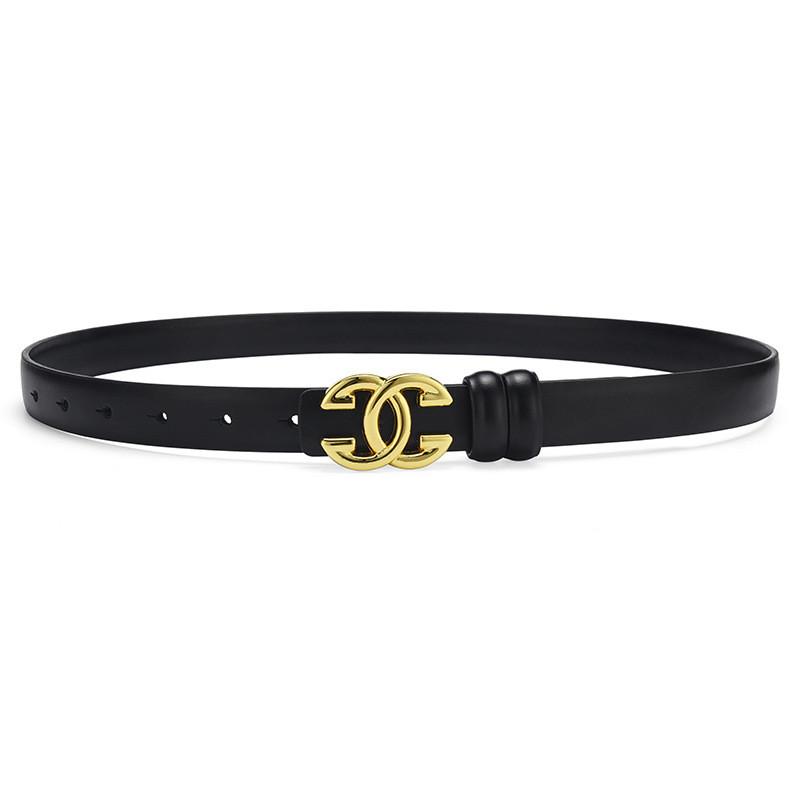 

Women Belt Leather With Alloy Closure And Alphabet Design For Office Use Casual Black