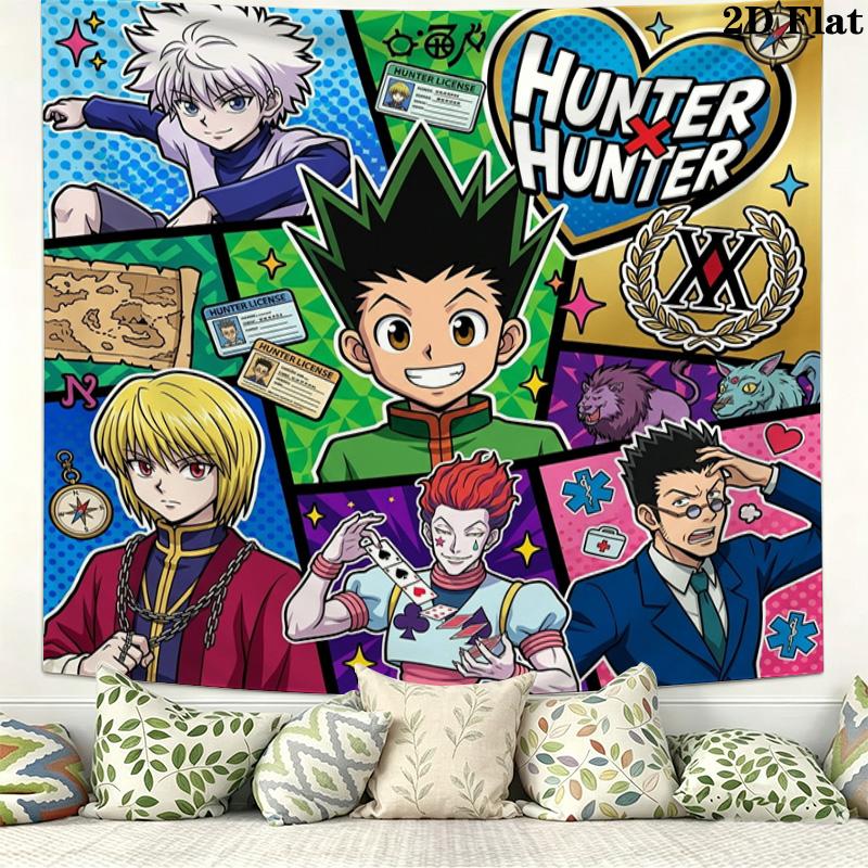 Hunter X Hunter Wall Tapestry Aesthetic Wall Hanging Printed Fabric Blanket Decorative Tapestries For Bedroom Living Room Home Decor