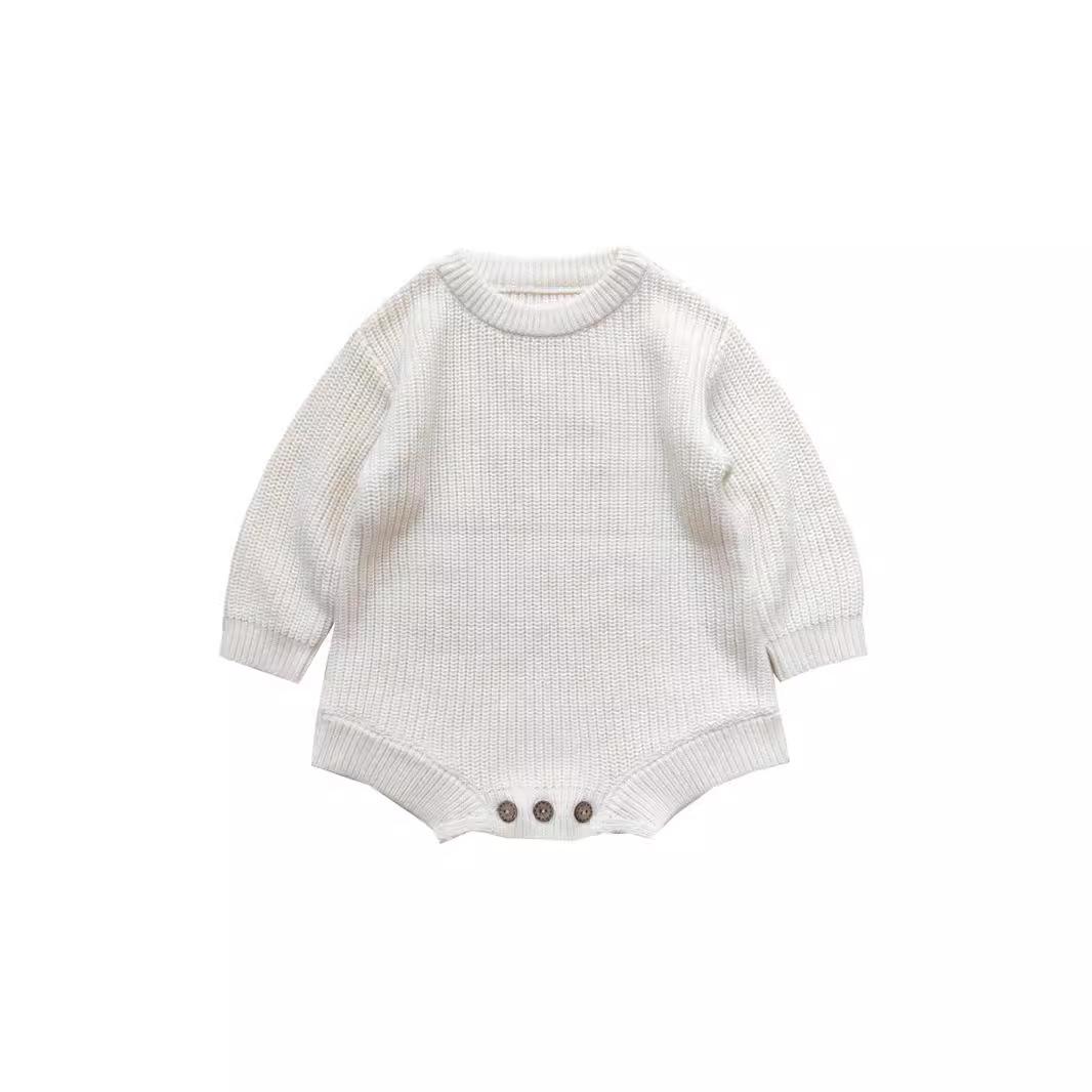 

European and American Cotton Baby Romper - Free Shipping, Autumn/Winter, Snap Crotch Sweater 66cm for 6 months грязно-белый