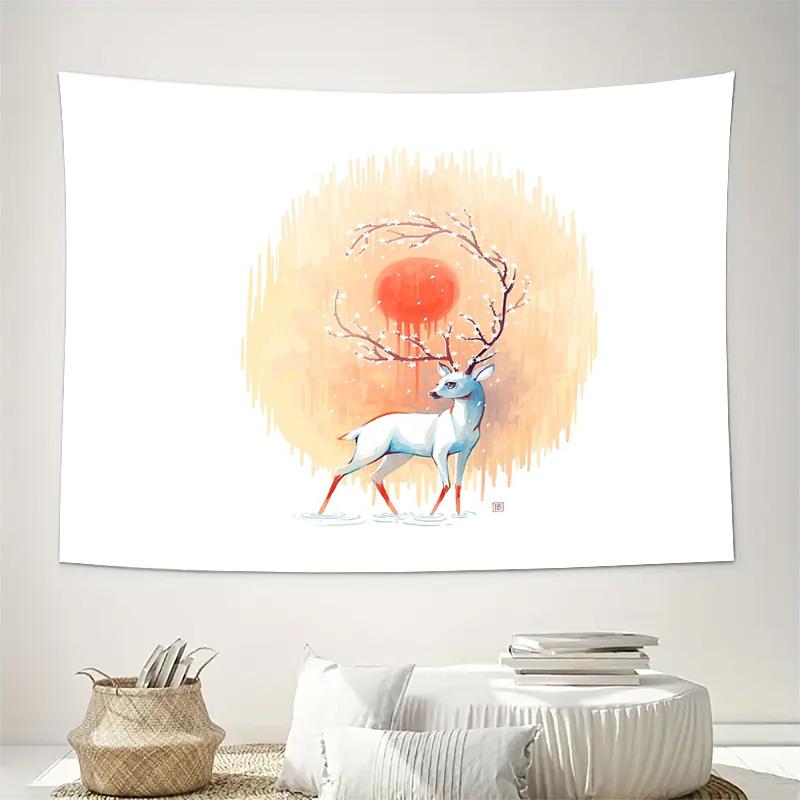 Deer Tapestry Forest Wall Hanging Nature Landscape Home Decor Room Aesthetic Backdrop Vintage Bohemian Dorm Wall Art