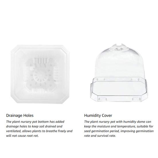 Przezroczyste doniczki do szkółki roślin Plastikowe wielokrotnego użytku doniczki na sadzonki z kopułą wilgotnościową 3" Doniczki ogrodnicze Małe doniczki na sukulenty zioła sadzonki sadzonki