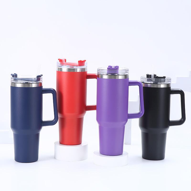 40oz Paslanmaz Çelik Termos Bardak Pipet ve Saplı - Büyük Kapasite, Açık Hava ve Araba Kullanımı İçin İdeal
