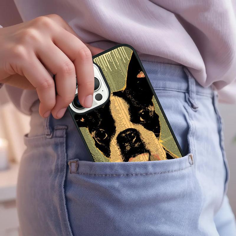 Boston Terrier Dog Faces Phone Case For iPhone 17 Air 15 16e 14 13 Pro Max Coque 12 11 Pro Max PLUS Cover