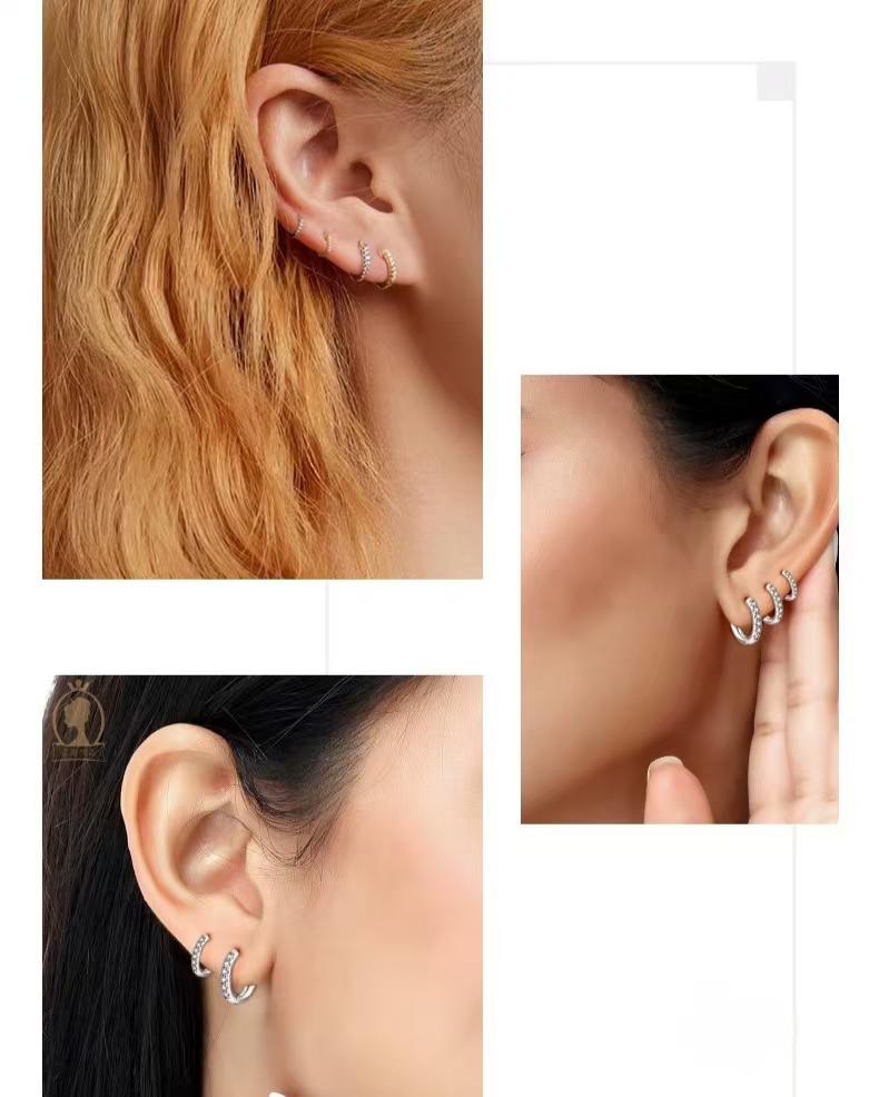 1 Stück Titanstahl eingelegt mit Zirkon Winzige Knorpel-Ohrringe Piercing-Schmuck Trendige Damen Creolen