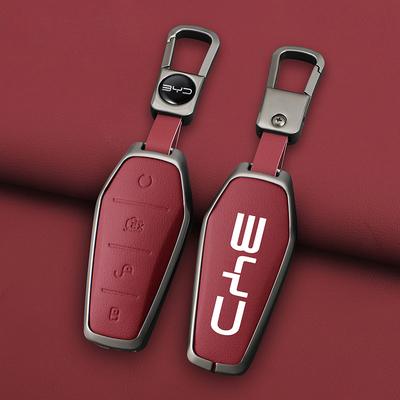 Car Zinc Alloy Leather Key Case Cover For Byd Atto 3 Han Ev Dolphin Lied Tang Dm Qin Plus Song Pro Max Yuan Keychain Accessories