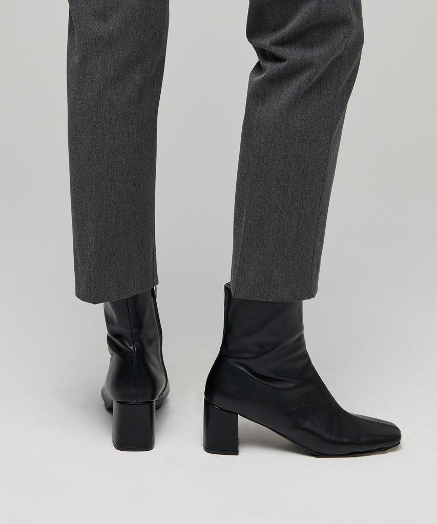 MUSINSA STANDARD WOMAN Women'S Heavyweight Fleece-Lined Slim Straight Hidden Elastic Waist Slacks [Medium Gray]
