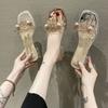 Crystal flower decoration with versatile mop summer 2025 new fairy sandals women's slippers outer wear