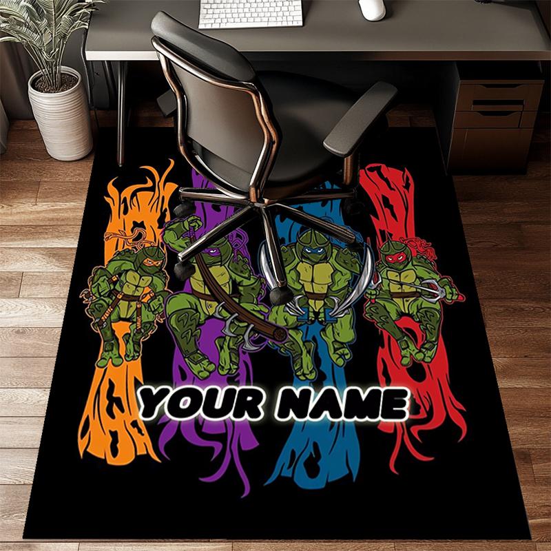 1PC Custom Name Turtle Power Artwork Theme Floor Mat Ideal for Living Room, Game Rooms, Office, Bedroom Floor Mat Playful Design
