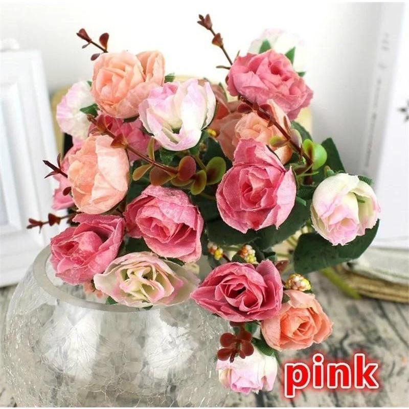 21 Heads Artificial Rose Garden Flower Arrangement Decor Home Decorative Flowers Artificial Silk Rose Artificial Rose Flowers