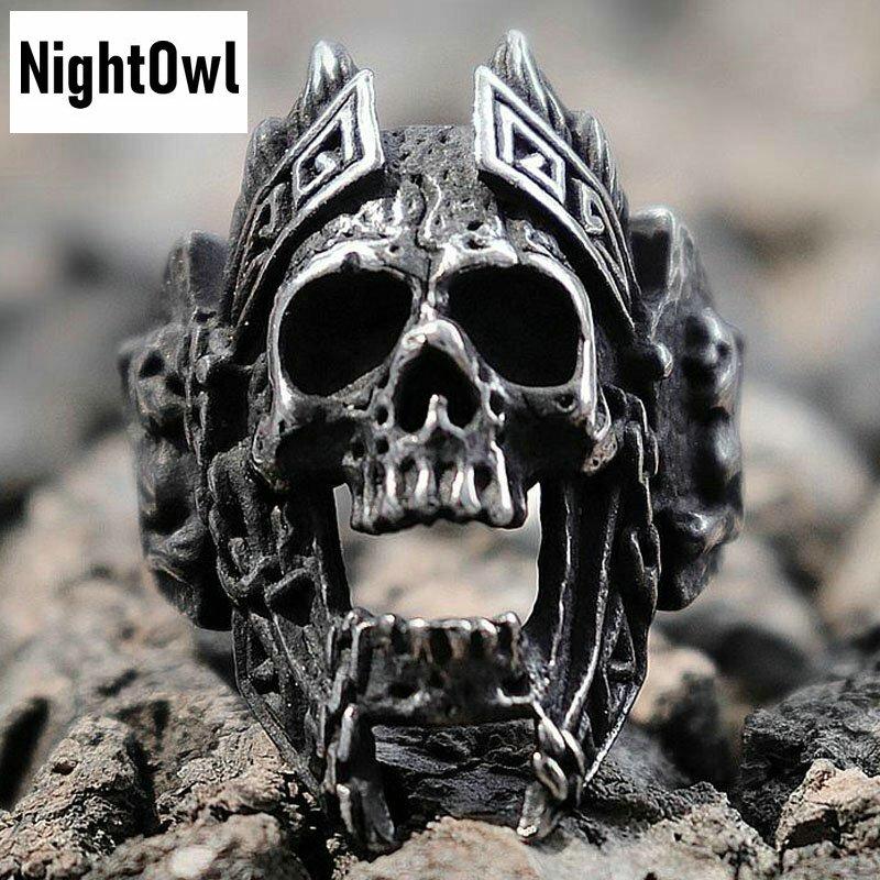 

Крутое мужское кольцо из нержавеющей стали Gothic MC Biker Skull Crown Ring черное для мужчин размер 7-15 8
