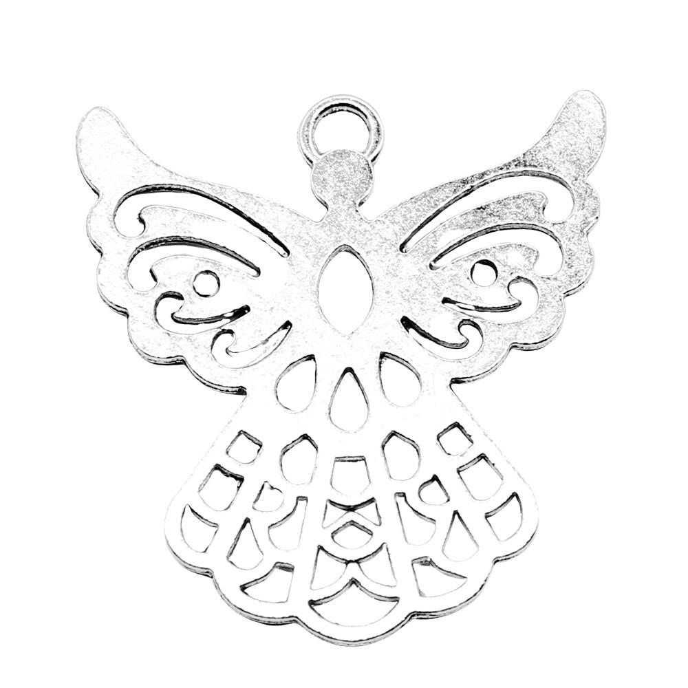 

4шт Ангел Ангел Чары Чары Античное серебро Цвет Цинковый сплав 41X39mm