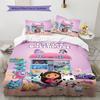 Set Copripiumino Trapuntato con Motivo Gabby Dollhouse Federa Decorazione per la Casa Regalo di Compleanno (1 * copripiumino + 2 * federa, senza nucleo)
