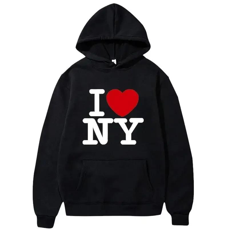 I Love New York Pritned Hoodies Men's and Women's Fashion Casual Hooded Pullover Street Hip Hop Clothing