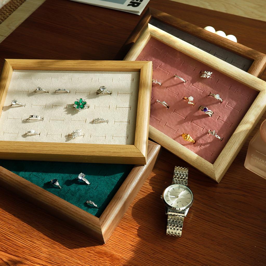 Jewelry Trays Velvet 30 Slot Rings Display Tray Large Capacity Finger Ring Stud Earrings Cufflink Storage Rack Organizer