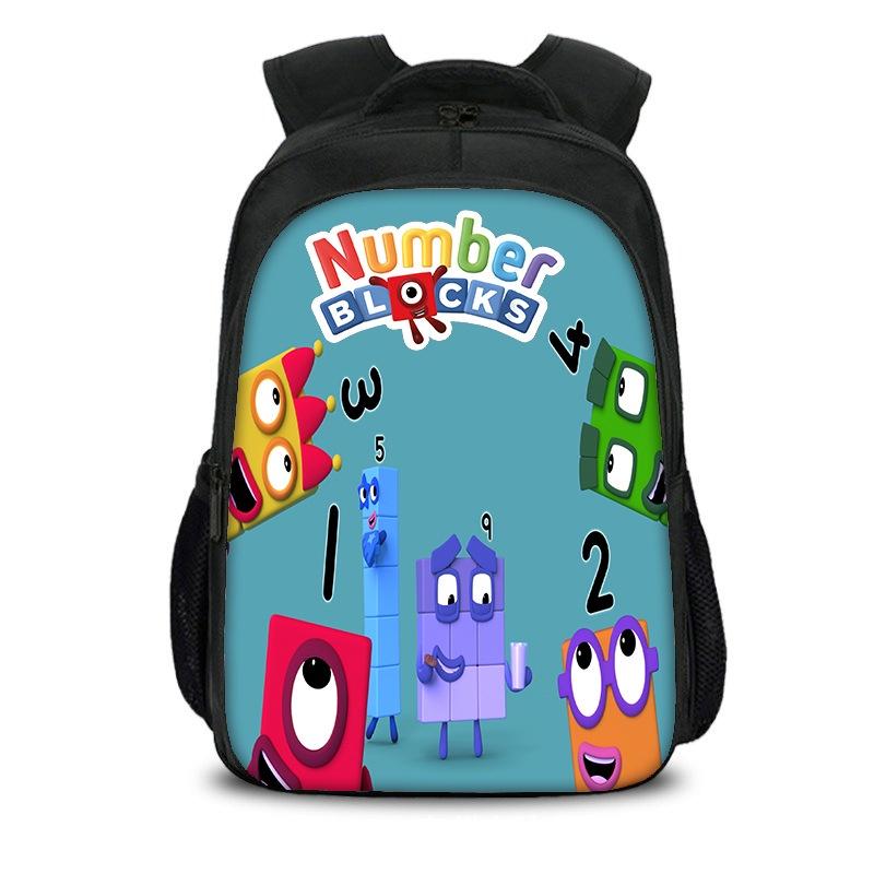 Plecak dla dzieci chłopców dziewcząt Numberblocks Torba szkolna Plecak podróżny Duża pojemność Wytrzymały materiał nylonowy Przestronna pojemność 20 l Wiele przegródek