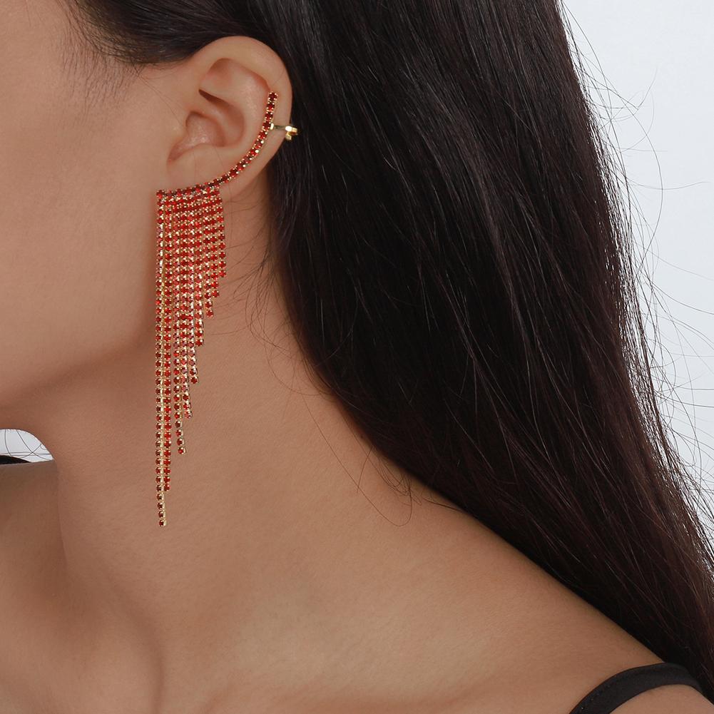 Women Tassel Crystal Earrings Long Fashion Geometric Rhinestone Earrings Jewelry