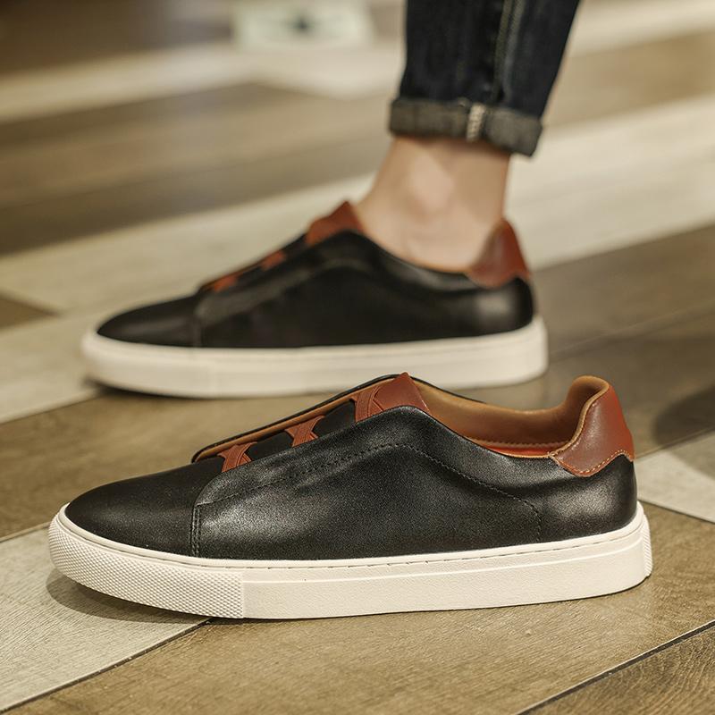Italian Genuine Leather Shoes Comfortable Board Shoes White Waterproof Anti-Slip Comfortable Lace-up Men's Shoes Zapatos De Homb