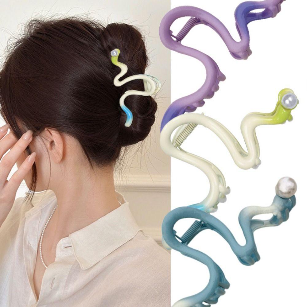 

Headwear Gradient Color Hair Clip Hairpin Pearl Shark Clip Hair Styling Accessory фиолетовый