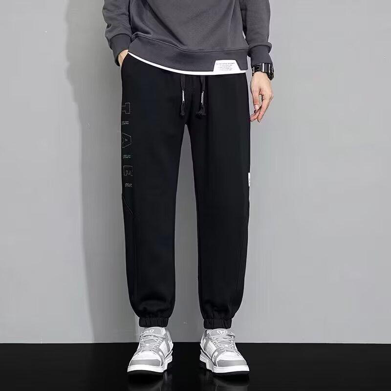 

Versatile casual pants men s loose straight casual pants trendy men s leggings versatile trousers S чёрный