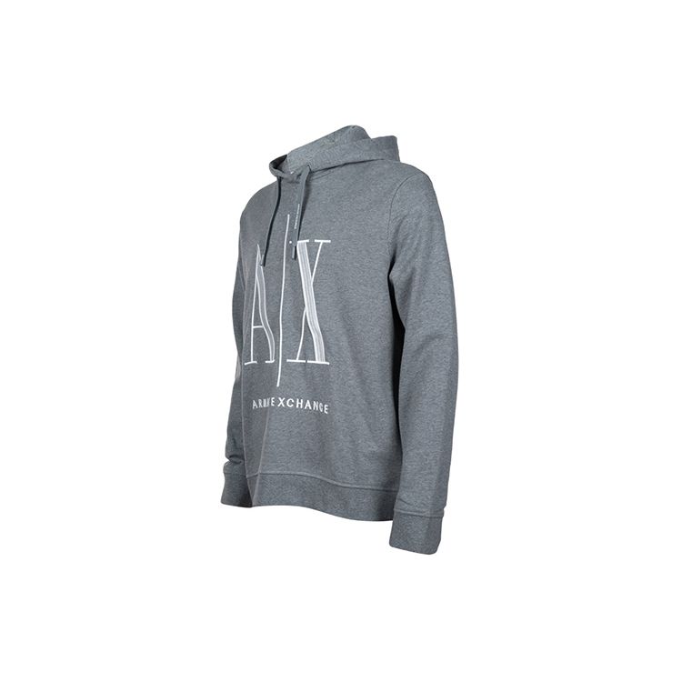 Armani Exchange FW22 Color Block Letter Embroidered Logo Hooded Casual Sports Long Sleeve Sweatshirt Men Sweatshirt Dark-Gray 8NZMPC-ZJ1ZZ-3930