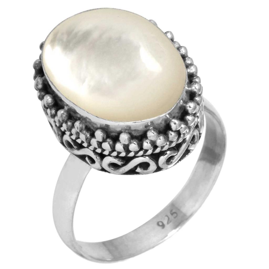 925 Sterling Silver Ring Women Gemstone Handmade Jewelry Anniversary Gift Blue Green Purple Copper Turquoise Pearl Lapis Mother Of Pearl Boho