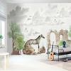 3D Wall Mural Nordic Hand-painted Tropical Plant Horse Wallpaper Children's Room Background Home Decor