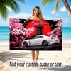 Car Racing Theme Beach Towel Personalized Custom Name & Text Soft Quick Dry Beach Towel for Swimming Travel