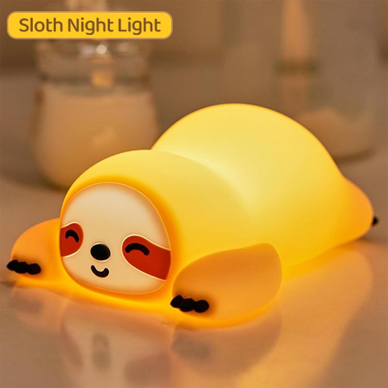 Silikon Weiches Faultier Nachtlicht USB Wiederaufladbar Touch Control Dimmbar Nachttischlampe für Kinderzimmer Kinder Babys Geschenk Dekor