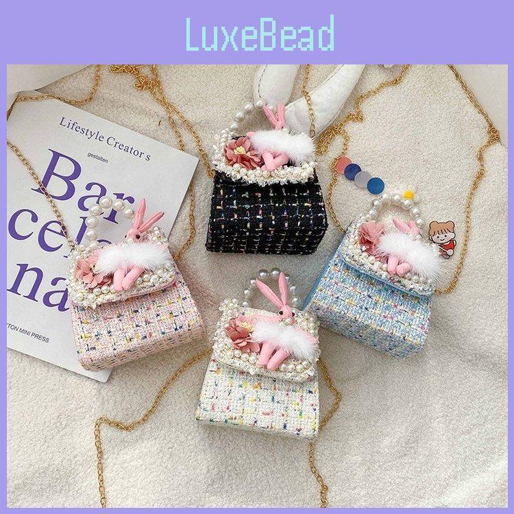 Cartoon Cute Bunny Pearl Handbag With Sequins Breathable Material Crossbody Bag