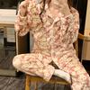 Women's Cartoon Fleece-lined Cardigan Pajama Set