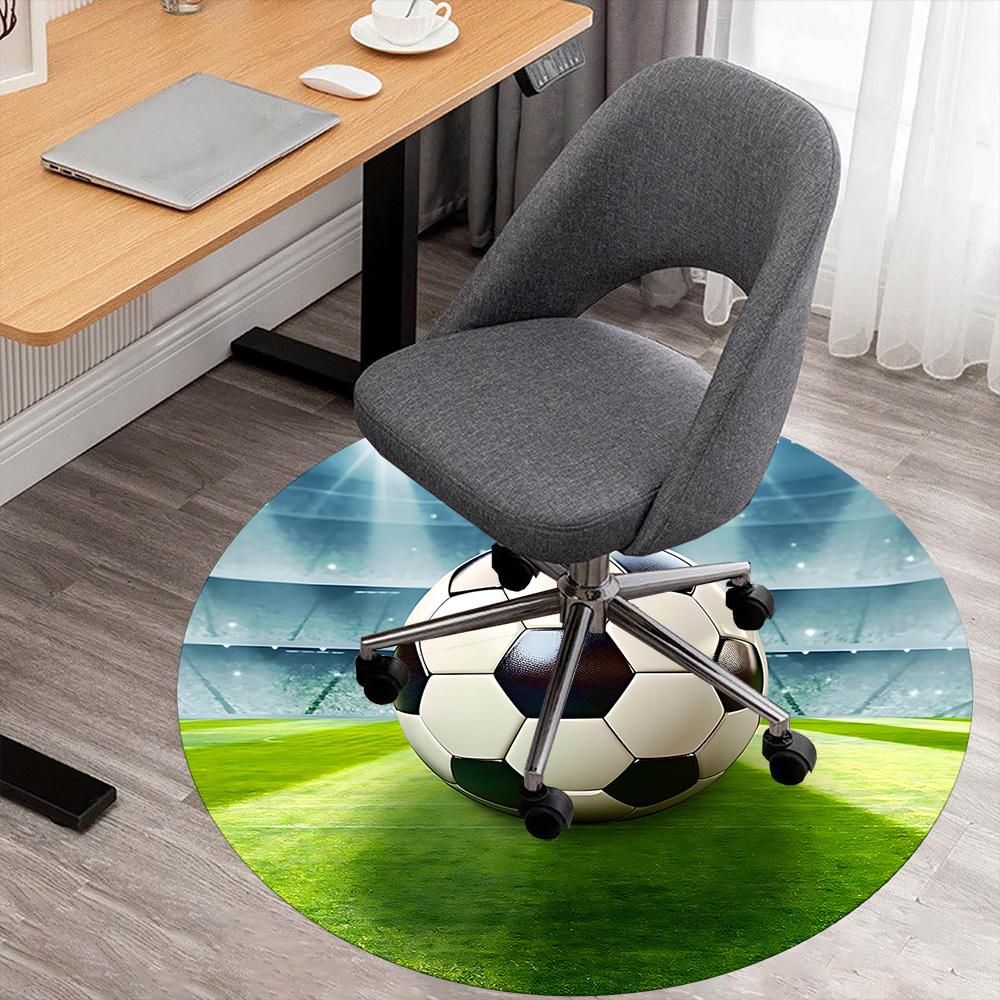 1pc soccer ball stadium Round Chair mat Area Rug - Non-Slip, Floor Mat for Office, Bedroom, and Indoor Decor c1125092