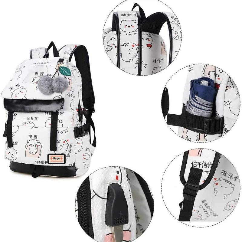 Asge Women's Fashion School Bag Kawaii Printing Backpack Girls Casual Waterproof Backpack School Teenager Daypack