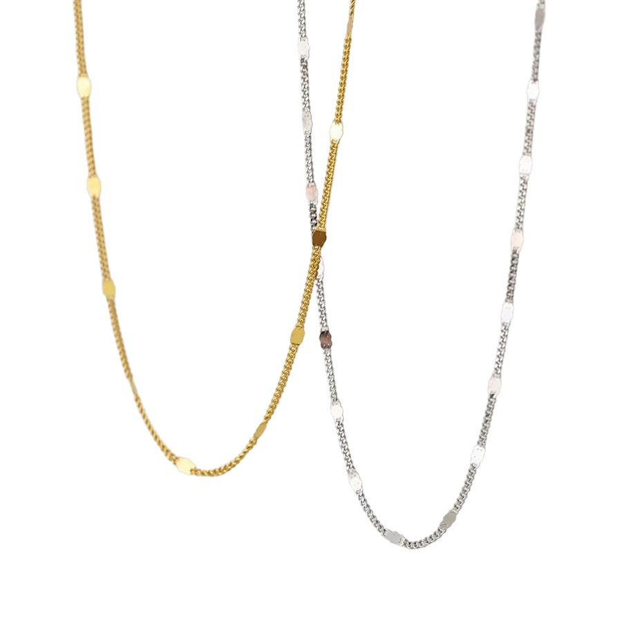 Sparkling 18K Gold Plated Sterling Silver Sequin Necklace with French Clavicle Chain Design