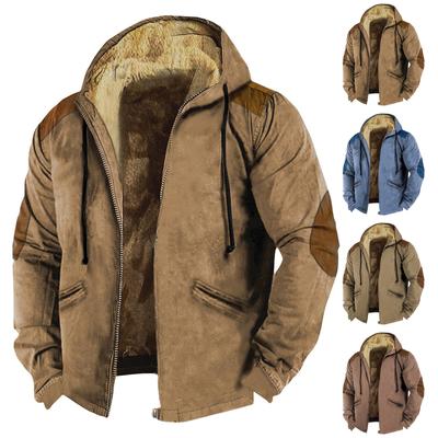 Men's Color Block Jacket Men's Spring And  Casual Trend Zipper Hooded Jacket